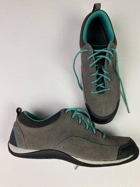 LL Bean Beansport Shoes Sneakers Womens 10M Gray Teal Feldspar Suede Lace Up